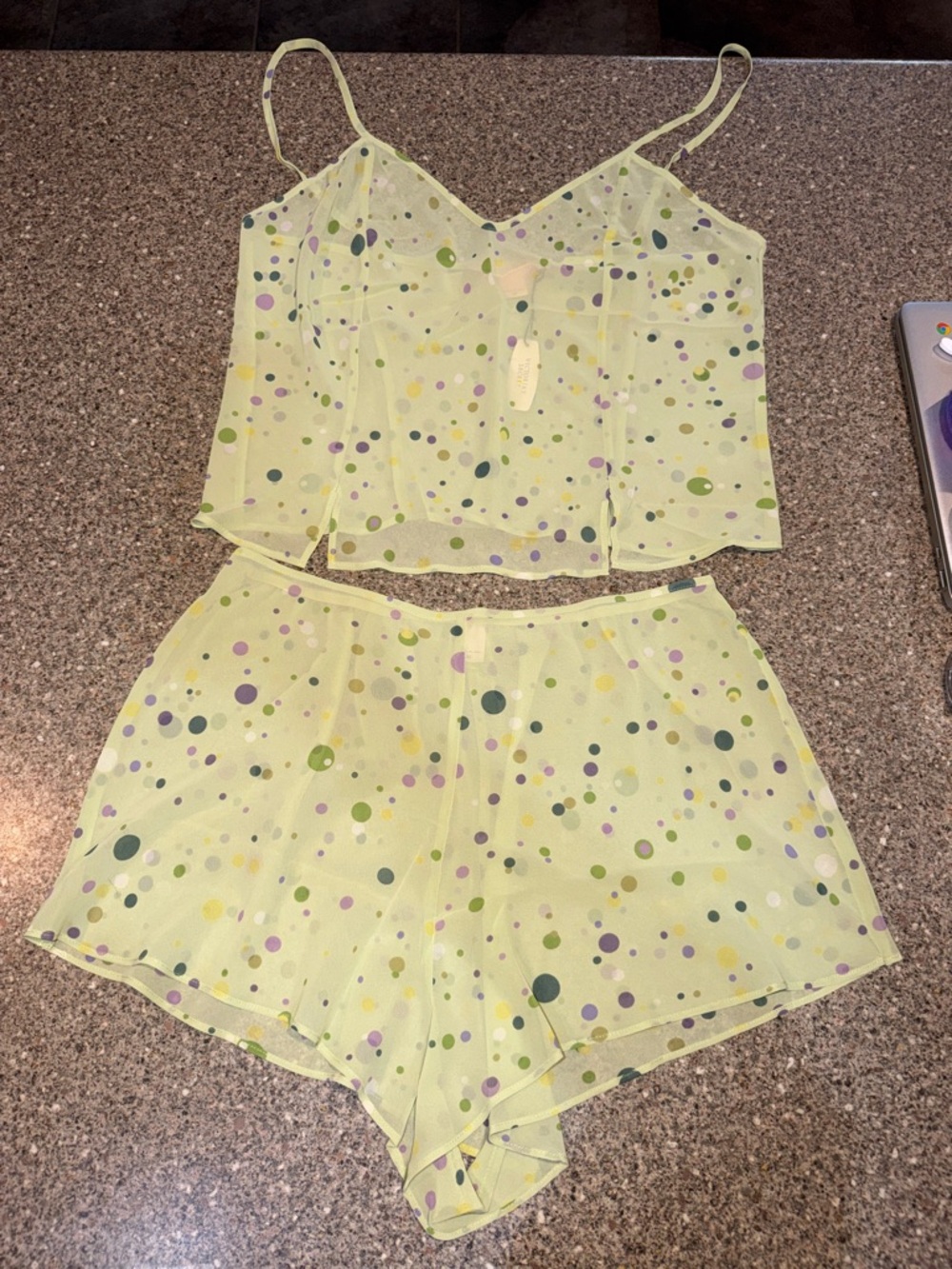 Y2k 2000 New old stock Victorias secret Sheer Polka Dot Cami & Shorts Sleep Set